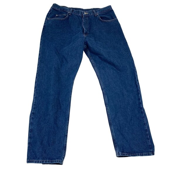 Wrangler Mens Jeans 38x32 Relaxed Fit Blue 100% Cotton Straight Leg Denim - Picture 1 of 11